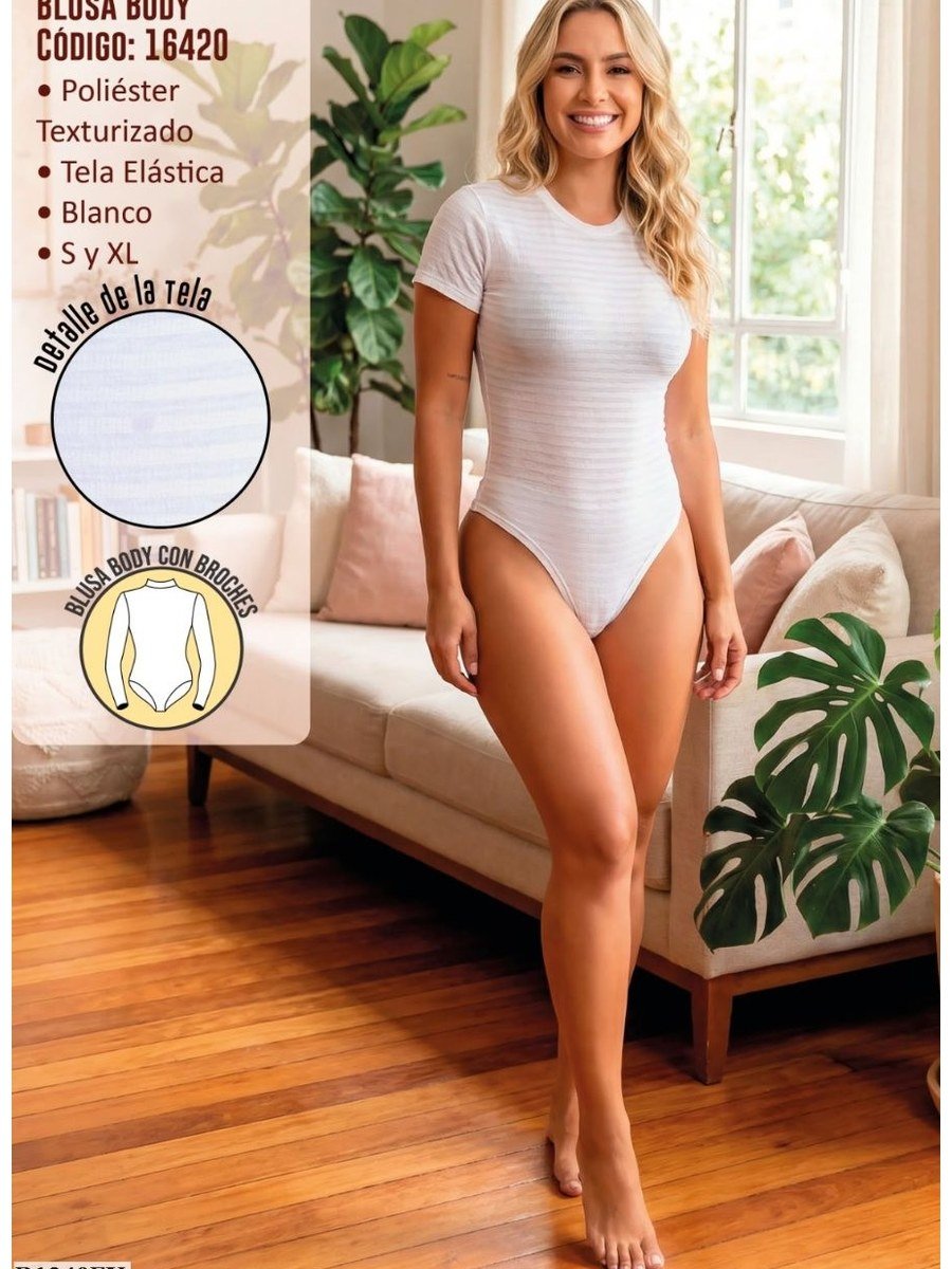 Body Texturizado Manga Corta – Blanco